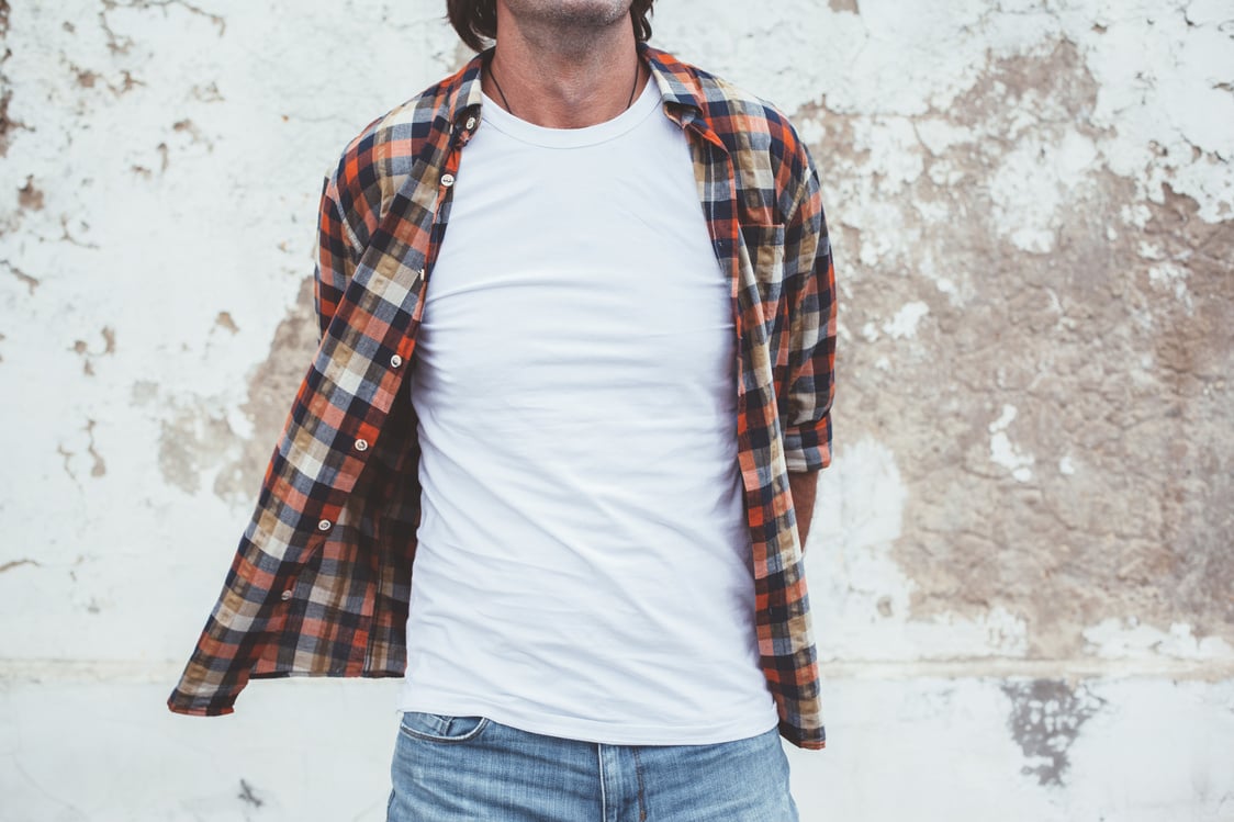 Man Posing in Blank White Tshirt